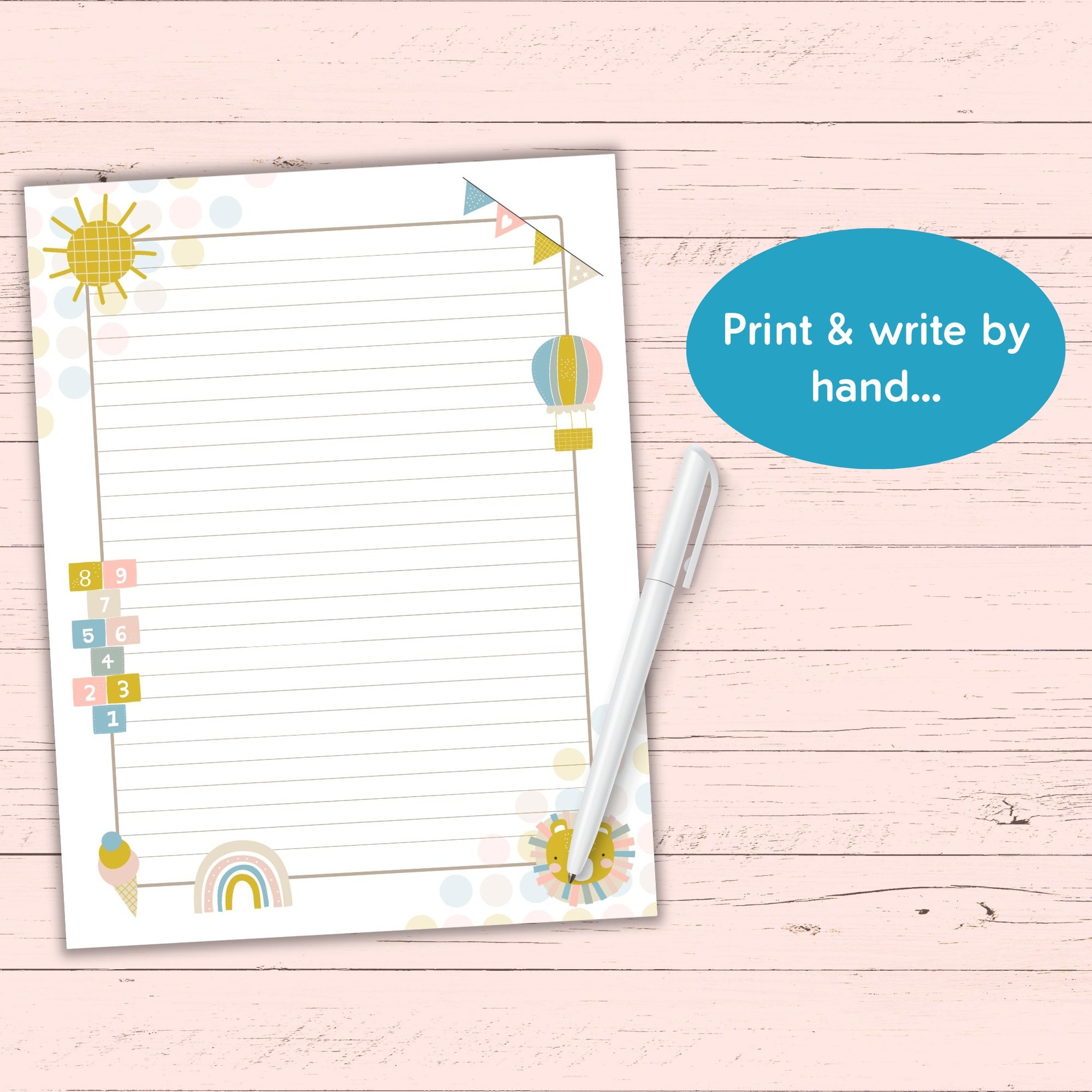 cute-printable-baby-stationery-digital-note-paper-instant-download-pdf-jpg-a4-us-letter-formats-gender-neutral-baby-journal-page-etsy