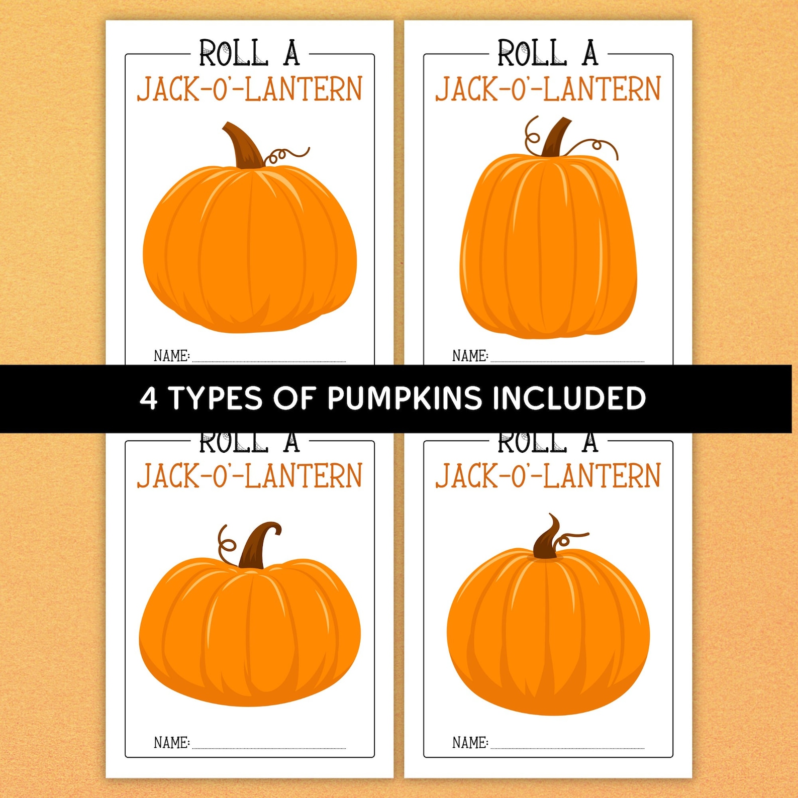 Roll a Jack O Lantern Game - Printable Halloween Game - Halloween ...