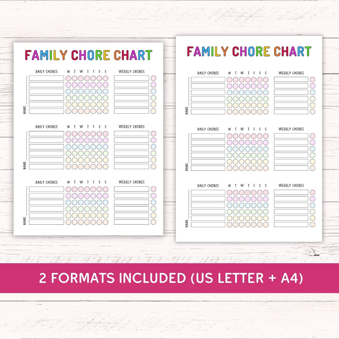 Printable Family Chore Chart - Editable Chore Chart for Multiple Kids ...