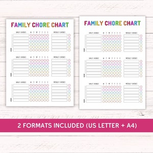 Printable Family Chore Chart - Editable Chore Chart for Multiple Kids ...