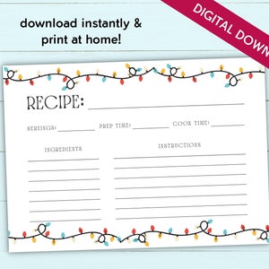 Printable Christmas Recipe Card Editable Recipe Card - Etsy Canada