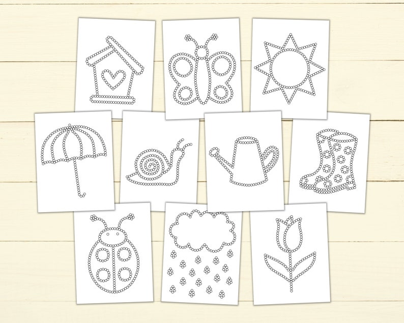 Spring Q-tip Tracing Sheets Printable Preschool Worksheets - Etsy