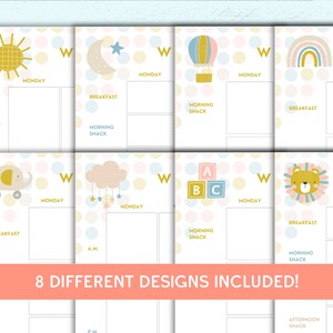 Cute Printable Weekly &amp; Monthly Menu for Kids Blank Fillable PDF ...