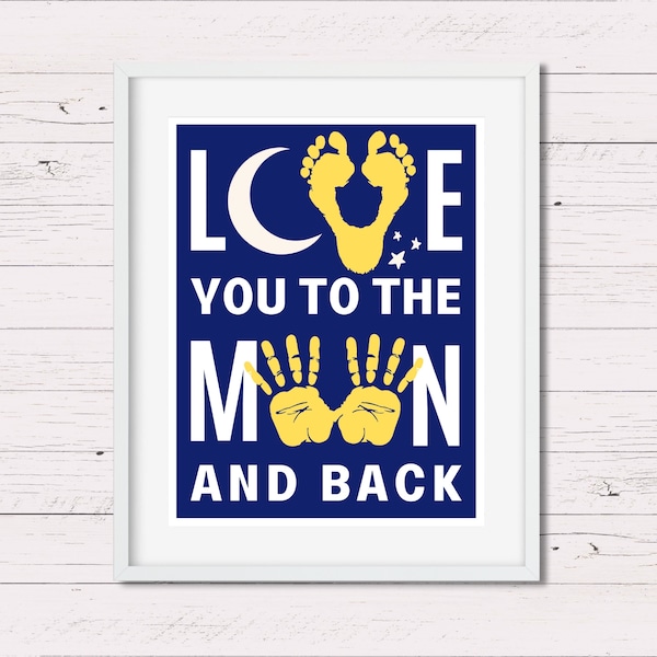 Printable "Love You to the Moon" Baby Handprint + Footprint Craft Template - DIY Baby Handprint Kit - Keepsake Handprint Art - DIY Gift