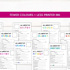 Printable All About My Family Questionnaires Instant Download Personalized Gift All About Me, My Daddy My Mommy and More image 8