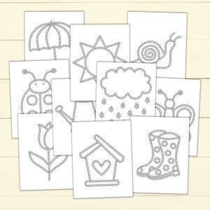 Spring Q-Tip Tracing Sheets - Printable Preschool Worksheets for Fine Motor Practice - Spring Q-Tip Painting Templates to Download & Print