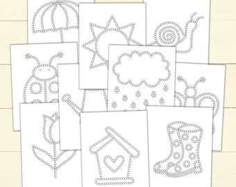 Spring Q-Tip Tracing Sheets - Printable Preschool Worksheets for Fine Motor Practice - Spring Q-Tip Painting Templates to Download & Print