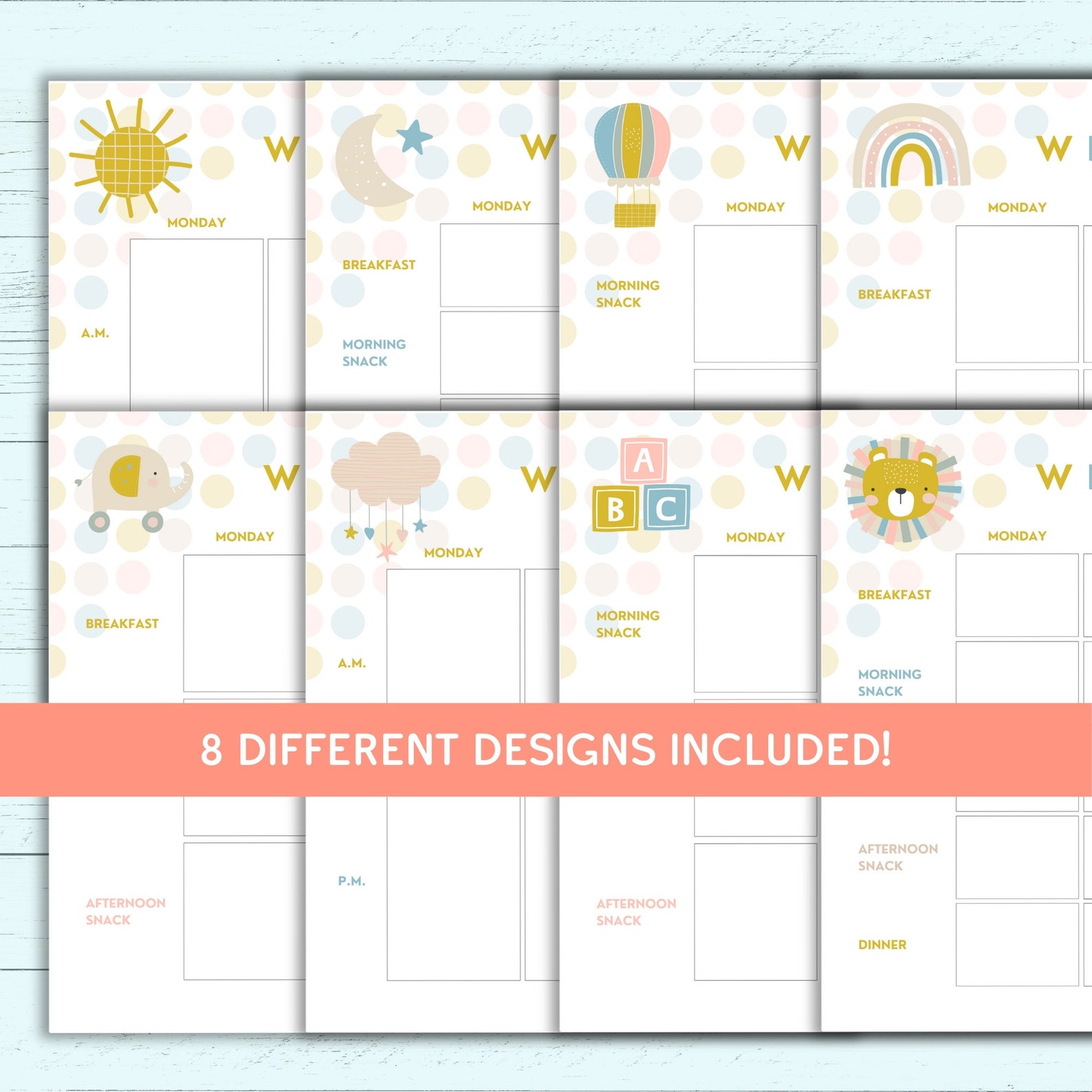 Cute Printable Weekly &amp; Monthly Menu for Kids - Blank Fillable PDF ...