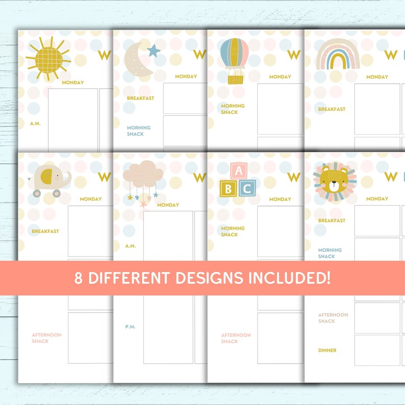 Cute Printable Weekly &amp; Monthly Menu for Kids - Blank Fillable PDF ...