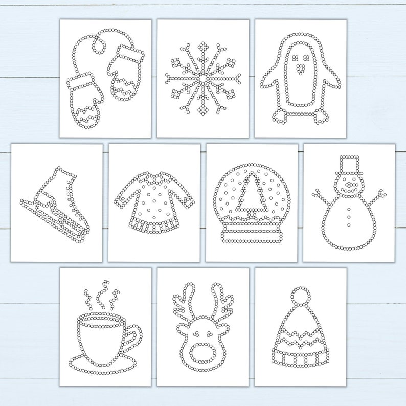 Winter Q-tip Tracing Sheets - Printable Preschool Worksheets for Fine ...
