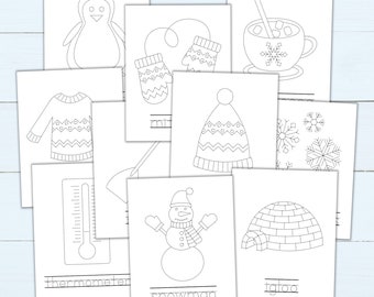 Printable Winter Tracing Sheets - Tracing Worksheets for Preschool + Kindergarten - Fine Motor Winter Activity for Kids - Winter Worksheet
