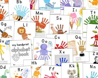 Alphabet Handprint Book - ABC Handprint Art Craft - Preschool & Kindergarten Alphabet Memory Book Template - Printable Phonic Book Bundle