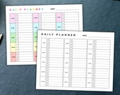 15-Minute Horizontal Planner Printable - Editable Instant Download - Blank Fillable PDF - Printable Daily Planner - Black & White + Colorful