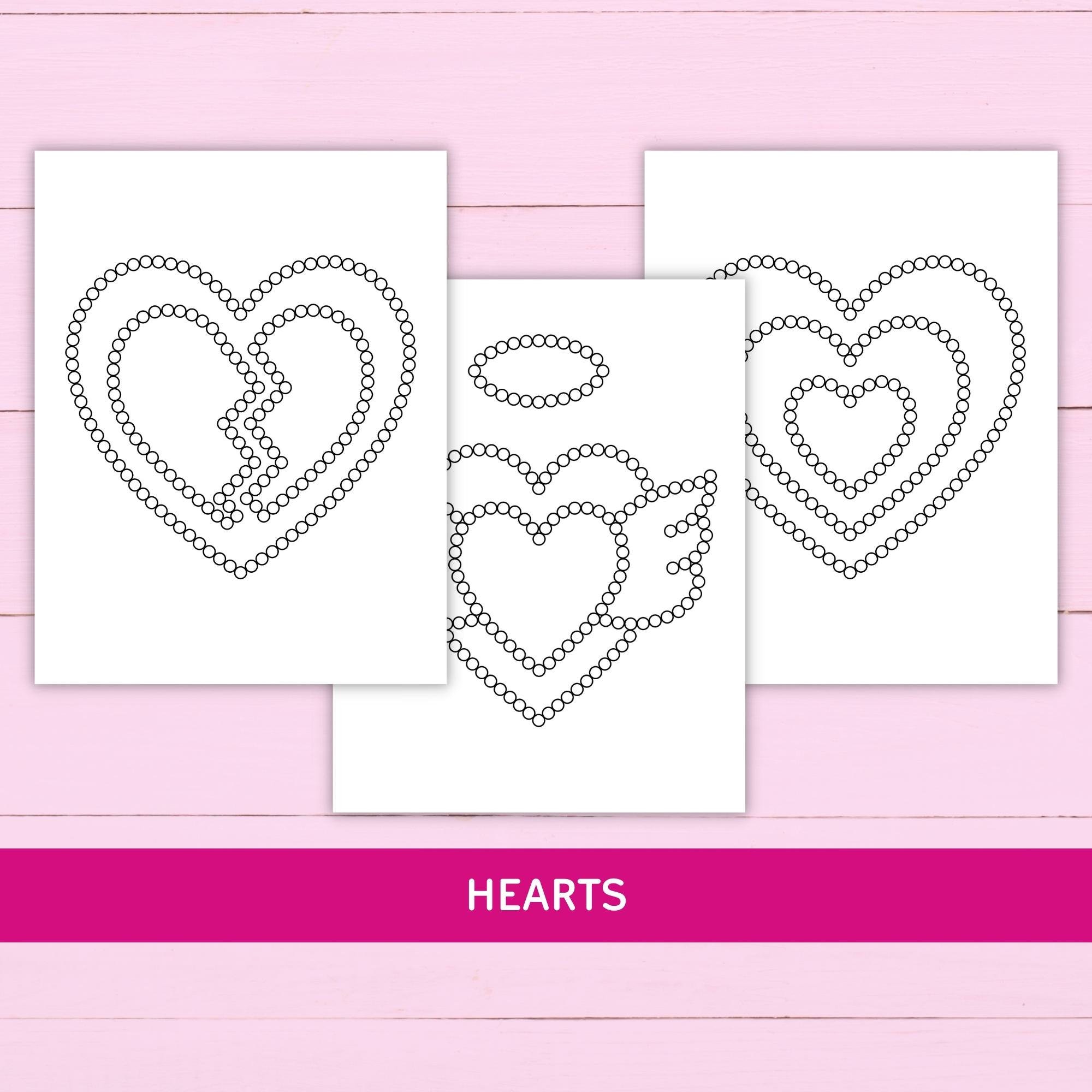 Valentine's Day Q-tip Tracing Sheets - Printable Preschool Worksheets ...