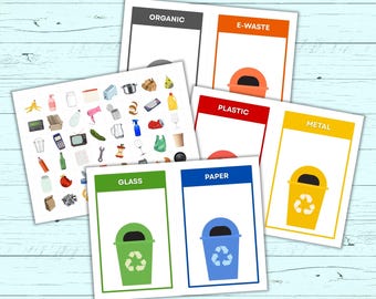 Earth Day Waste Sorting Activity - Preschool Recycling Sorting Game - Earth Day Garbage Sort Matching Game - Trash Sorting Learning Activity
