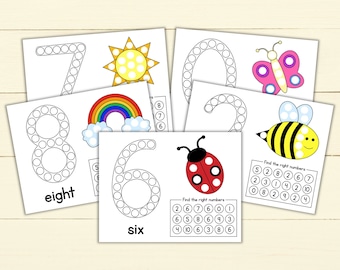 Printable Do a Dot Counting Activity - Spring Number Activity - PDF Instant Download - Dot Marker Colouring Pages for Toddlers & Preschool