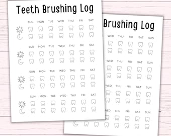Weekly Teeth Brushing Tracker - Printable Teeth Brushing Log - Dental Hygiene Tracker - Teeth Brushing Journal - Kids Teeth Brush Chart