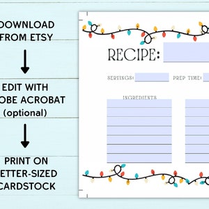 Printable Christmas Recipe Card Editable Recipe Card - Etsy Canada