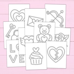 Valentine&#39;s Day Q-Tip Tracing Sheets - Printable Preschool Worksheets for Fine Motor Practice - Q-Tip Painting Templates to Download & Print