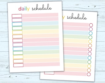 Editable Daily Schedule Template for Kids - Printable Kids&#39; Daily Schedule - Cute Colorful Daily Schedule Planner for Kids - Fillable PDF