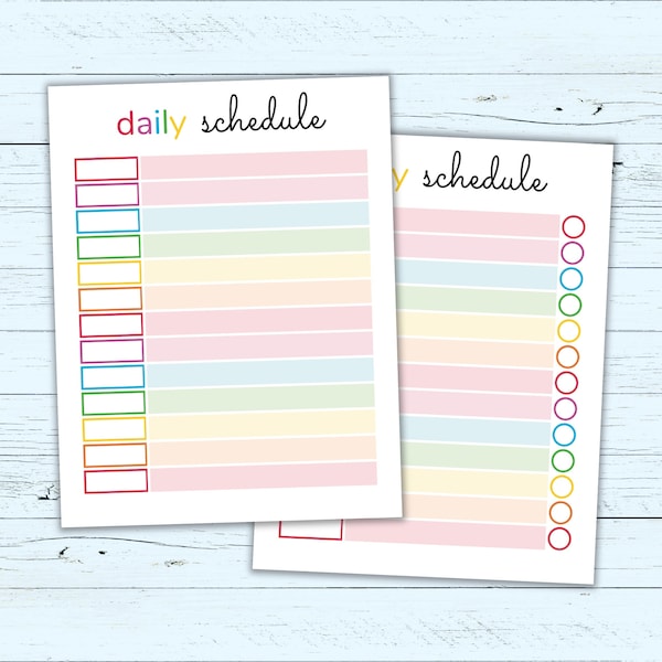 Editable Daily Schedule Template for Kids - Printable Kids' Daily Schedule - Cute Colorful Daily Schedule Planner for Kids - Fillable PDF