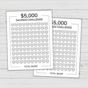 5K Savings Challenge Printable - 100 Envelopes Saving Challenge - 5000 Savings Tracker - Savings Tracker for 5,000 Savings Challenge