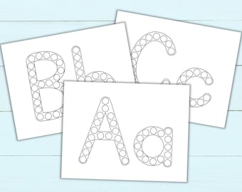 Afdrukbare alfabet-puntmarkeringspagina's - Alfabet Dot-werkbladen - Hoofdletters + kleine letters punt-tot-punt-bladen voor kleuterschool - Fijne motoriek