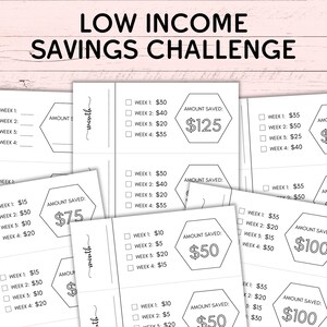 Low Income Savings Challenge - Low Income Savings Tracker Bundle - Monthly Savings Challenge - Mini Savings Challenge - Money Challenge