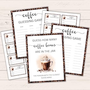 Coffee Guessing Game - Coffee Bean Guessing Jar Game - Guess How Many Coffee Beans - Coffee Game - Printable Party Activity