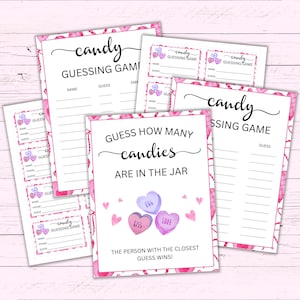 Valentine Candy Guessing Game - Valentine Guessing Jar Game - Classroom Game - Guess How Many Candy Hearts Game - Printable Activity