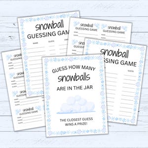 Snowball Guessing Game - Snowball Guessing Jar Game - Winter Guess How Many Snowballs - Candy Game - Printable Baby Shower Activity