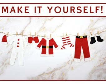 Printable Template for Santa's Clothesline Garland - PDF Instant Download - DIY Christmas Craft Template - Homemade Christmas Decoration