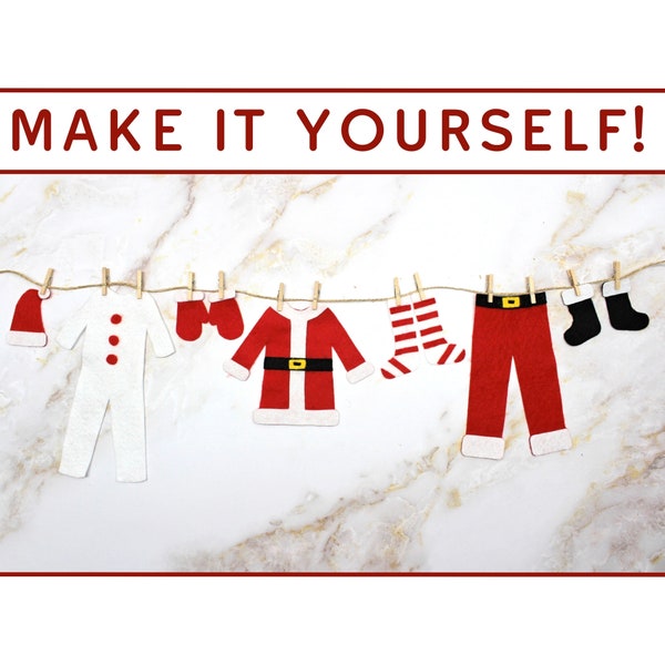 Printable Template for Santa's Clothesline Garland - PDF Instant Download - DIY Christmas Craft Template - Homemade Christmas Decoration