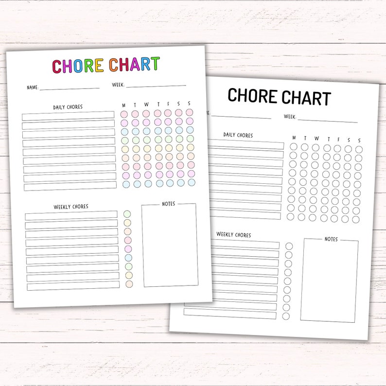Printable Chore Chart for Kids - Editable Daily & Weekly Chore Chart ...