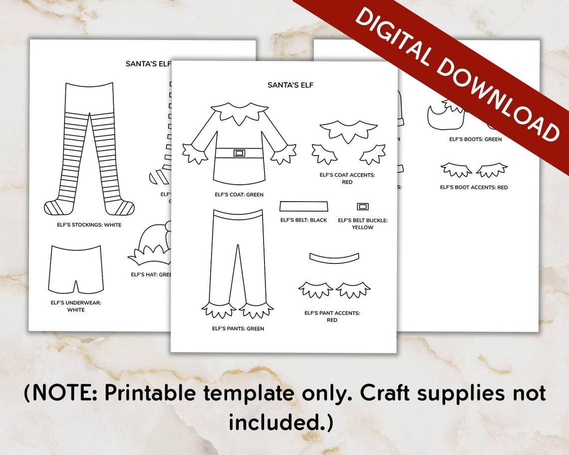 Printable Template for Santa's Elf Clothesline Garland PDF Instant ...