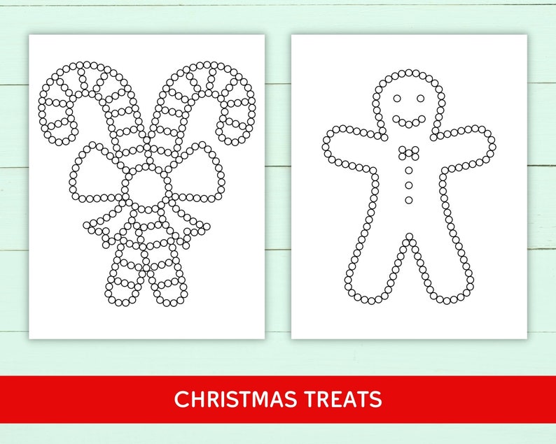 Christmas Q-tip Tracing Sheets Printable Preschool - Etsy