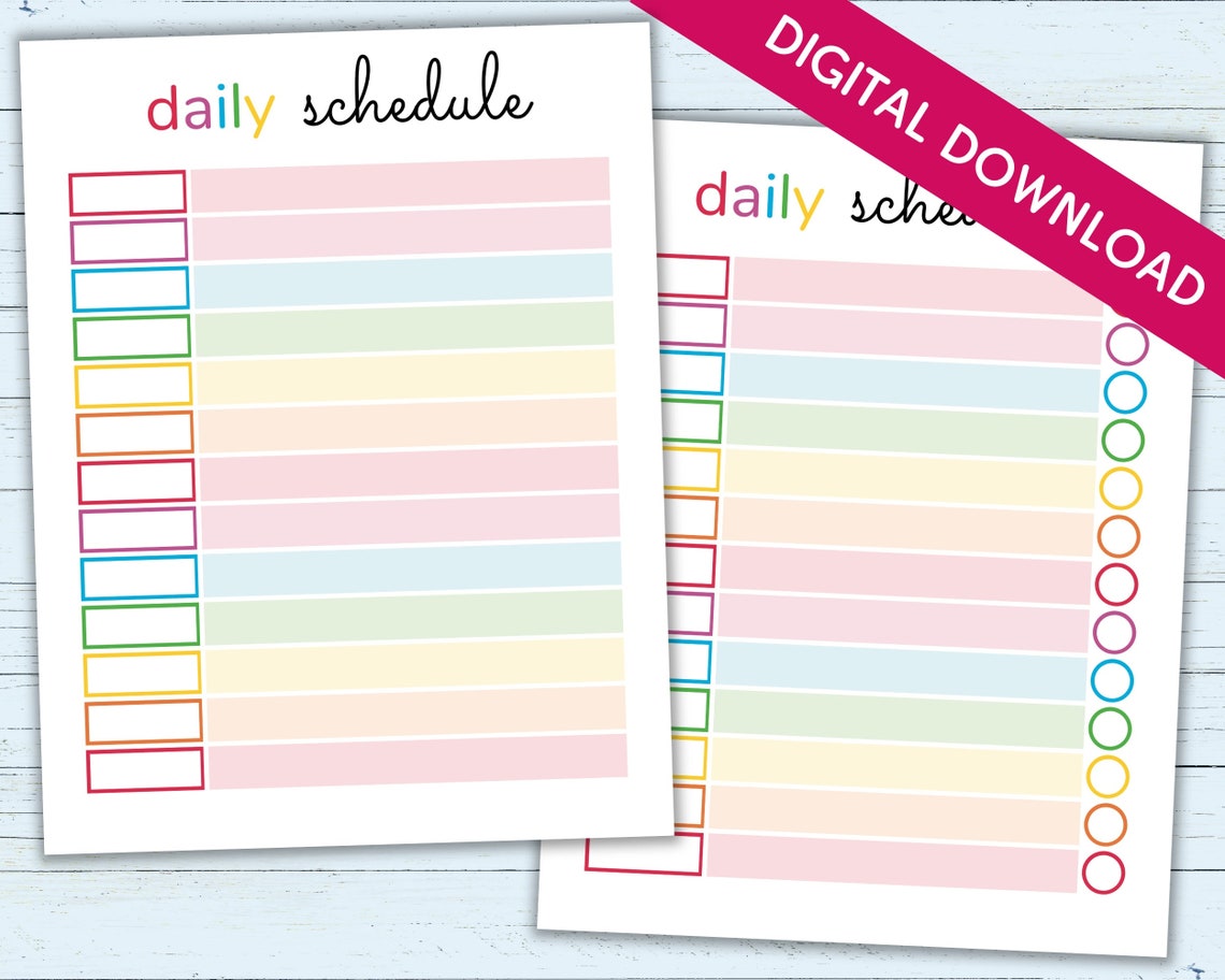 Editable Daily Schedule Template for Kids Printable - Etsy