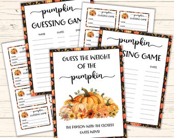 Pumpkin Guessing Game - Printable Halloween Party Game - Classroom Game - Guess the Pumpkin Weight Game - Printable Halloween Activity