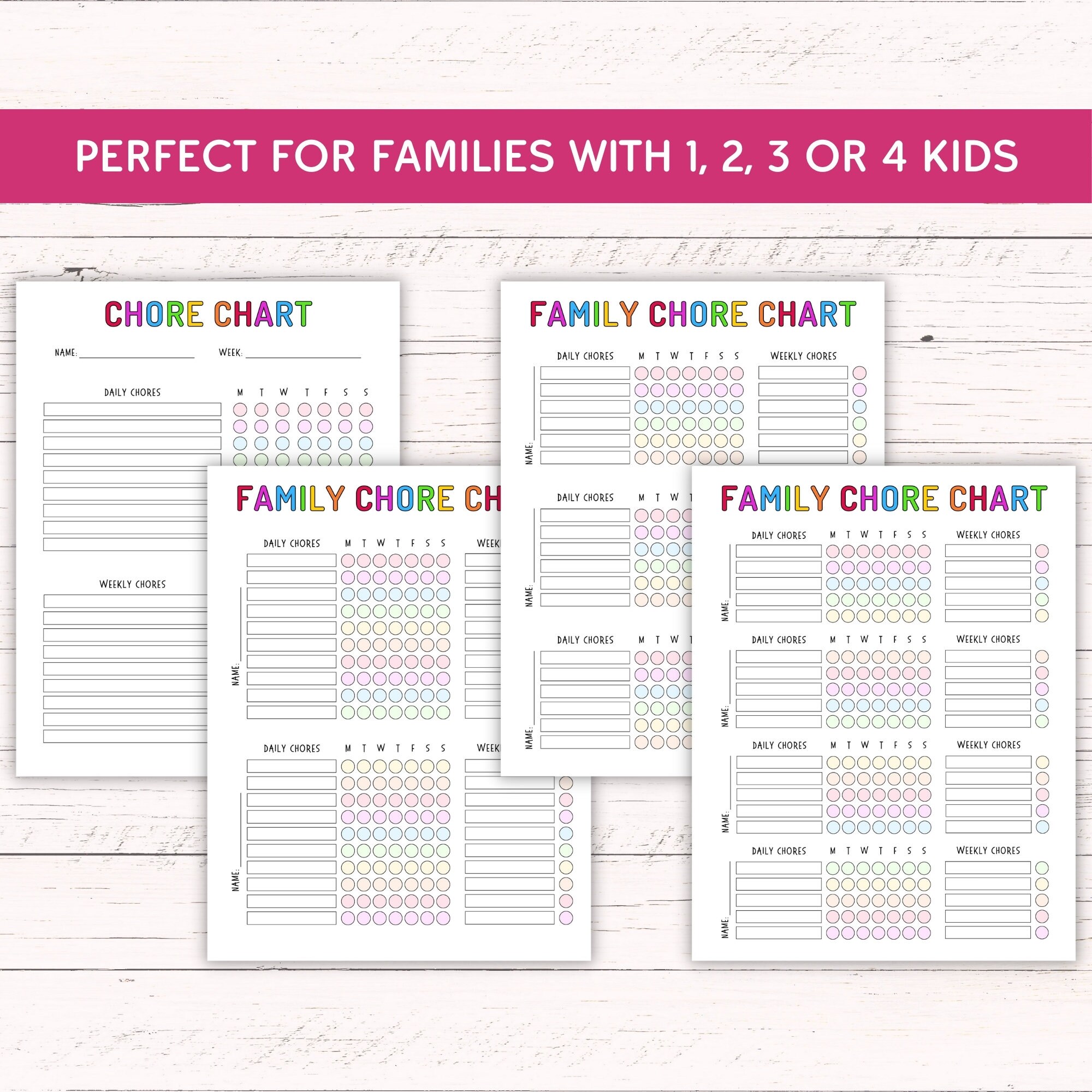 Printable Family Chore Chart - Editable Chore Chart for Multiple Kids ...