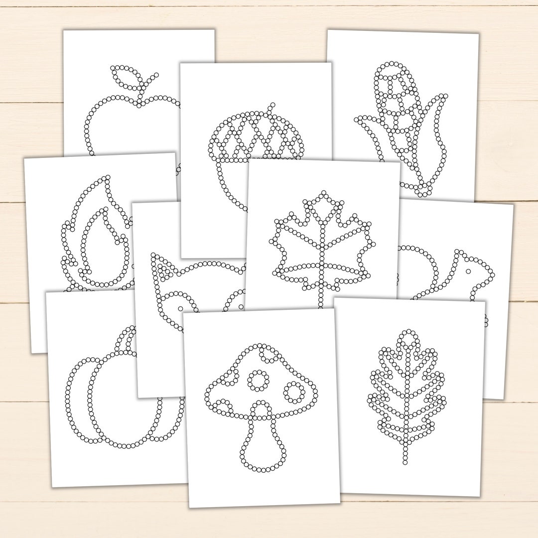 Fall Q-tip Tracing Sheets Printable Preschool Worksheets for