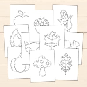 Fall Q-Tip Tracing Sheets - Printable Preschool Worksheets for Fine Motor Practice - Autumn Q-Tip Painting Templates to Download & Print