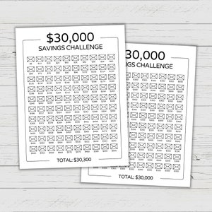 30K Savings Challenge Printable - 100 Envelopes Saving Challenge - 30000 Savings Tracker - Savings Tracker for 30,000 Savings Challenge
