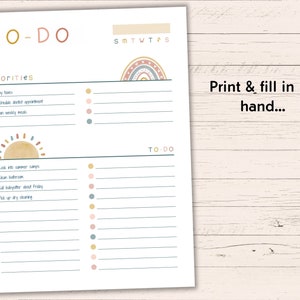 Printable Boho To-do List US Letter A4 Editable Instant - Etsy