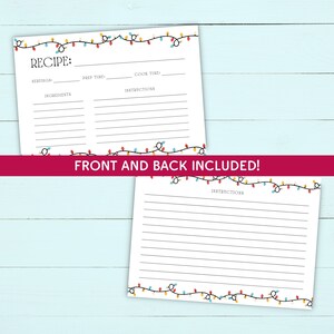 Printable Christmas Recipe Card - Editable Recipe Card Template - 4x6 ...