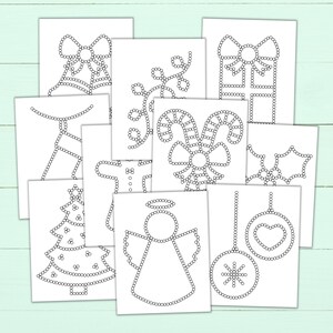 Christmas Q-Tip Tracing Sheets - Printable Preschool Worksheets for Fine Motor Practice - Q-Tip Painting Templates to Download & Print