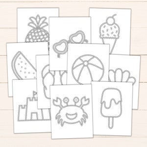 Summer Q-Tip Tracing Sheets - Printable Preschool Worksheets for Fine Motor Practice - Summer Q-Tip Painting Templates to Download & Print