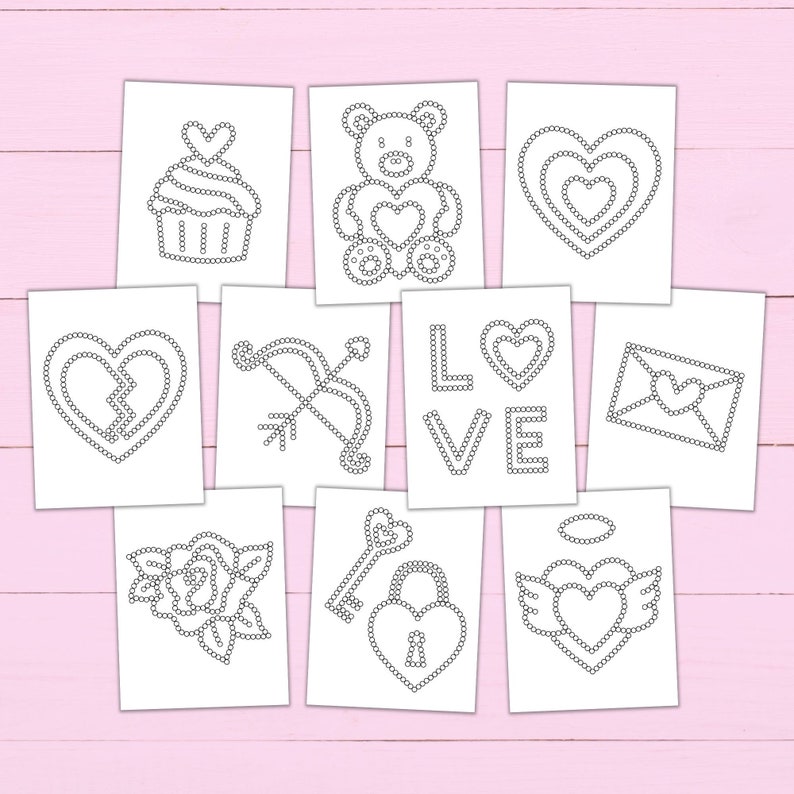 Valentine's Day Q-tip Tracing Sheets - Printable Preschool Worksheets ...