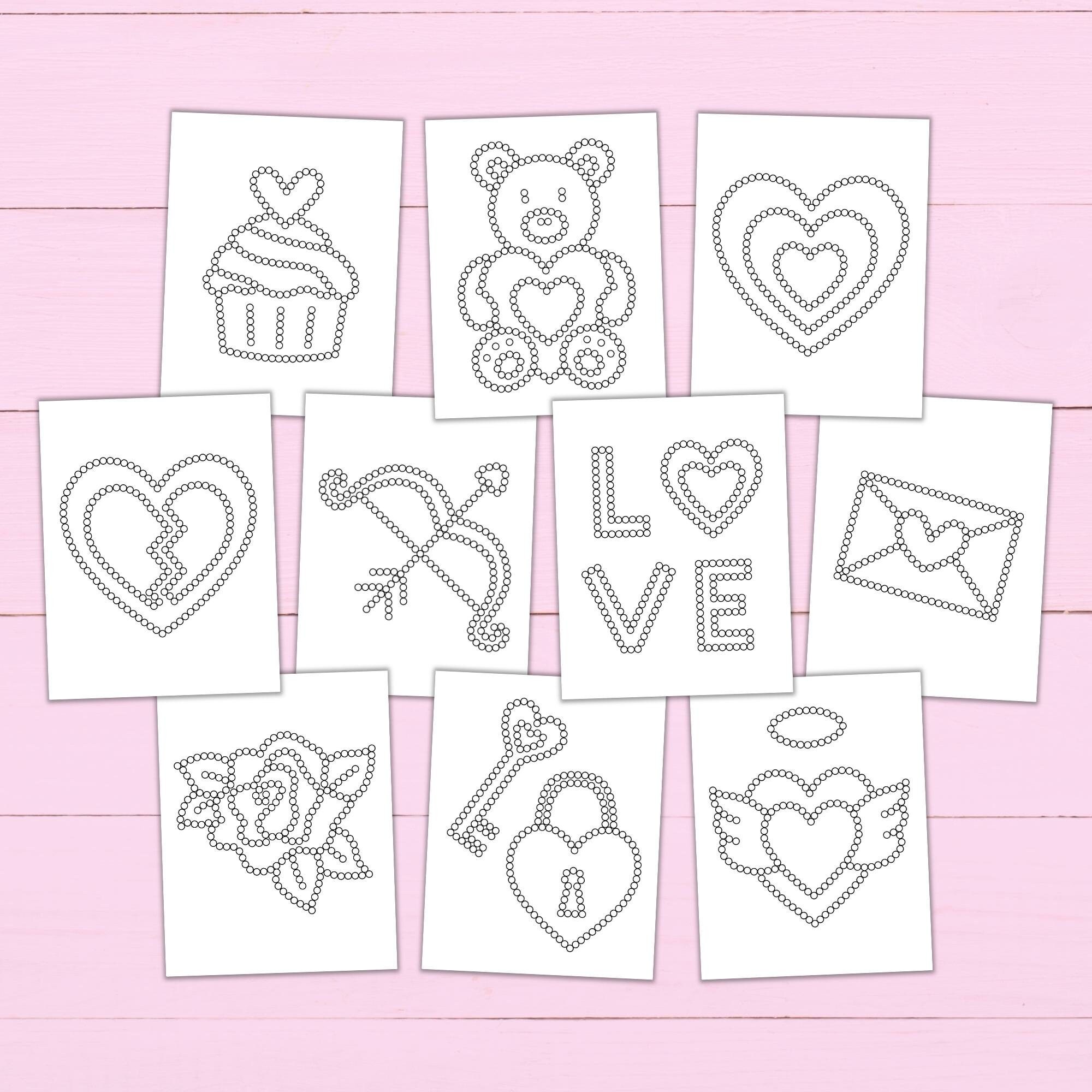 Valentine's Day Q-tip Tracing Sheets - Printable Preschool Worksheets ...