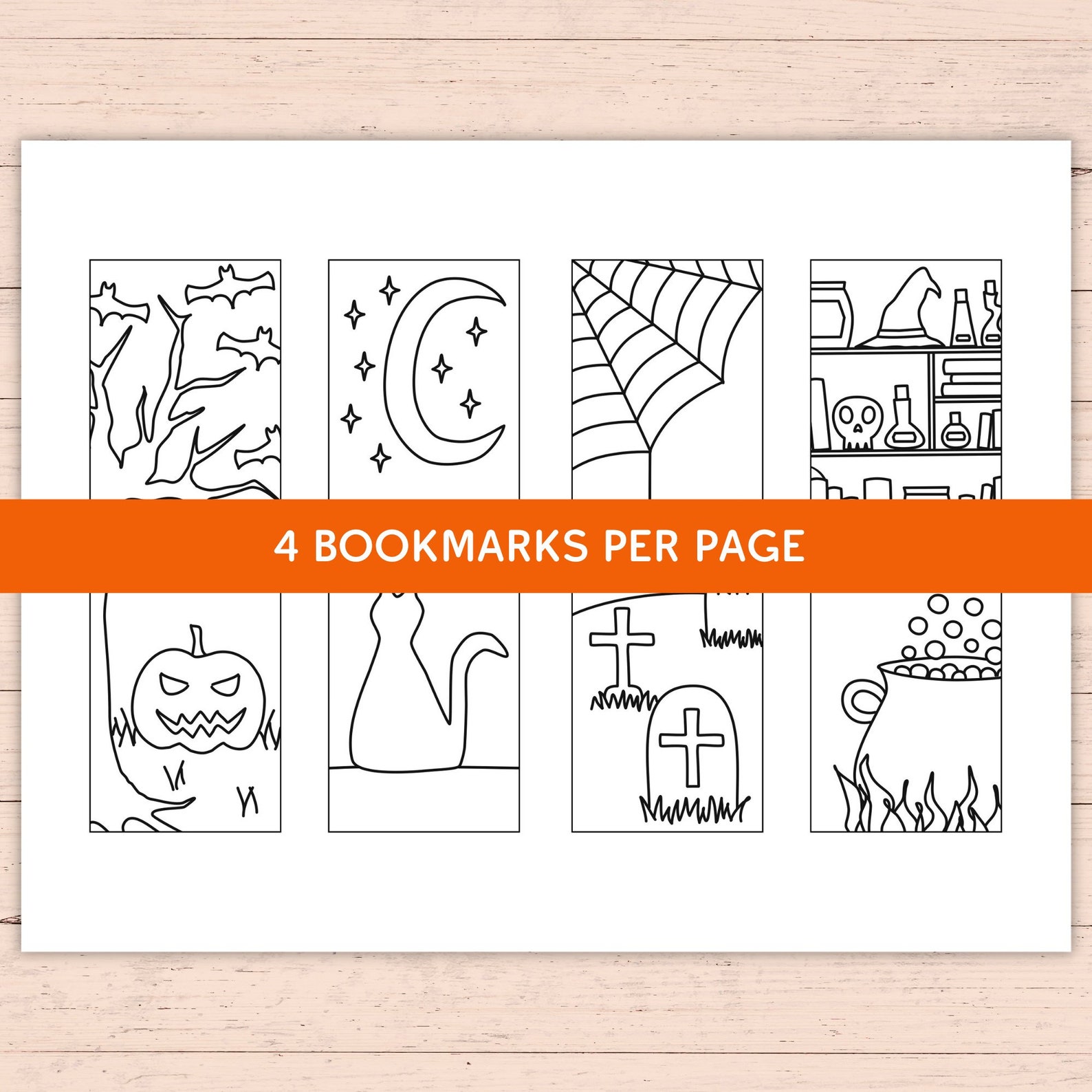 Printable Halloween Coloring Bookmarks - Set of 8 - PDF Instant Digital ...