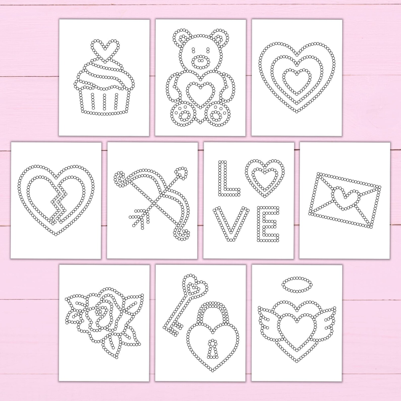Valentine's Day Q-tip Tracing Sheets - Printable Preschool Worksheets ...